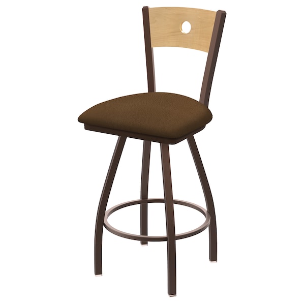 36" Swivel Counter Stool, Black Wrinkle, Nat Back, Rein Thatch Seat